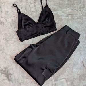 satin pants and top set